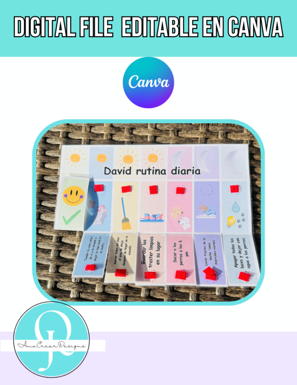 Tabla De Rutina Diaria para niños / EDITABLE DESDE CANVA GRATIS / ACTIVIDADES BASICAS PARA NIÑOS PUEDE EDITAR EN SU IDIOMA DE PREFERENCIA