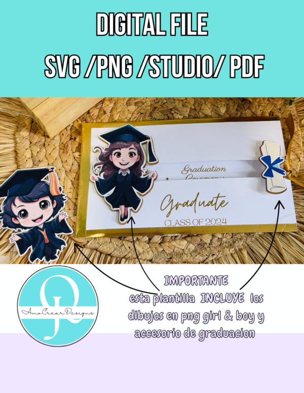 Invitacion de  Graduacion Temple SVG / PDF Cricut / Studio / Cameo / Scancut tijeras