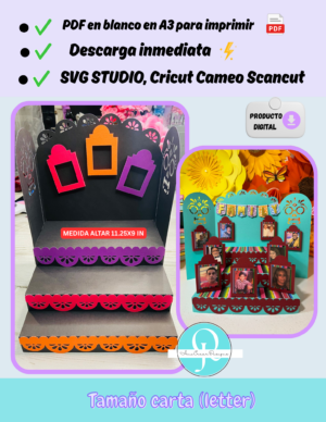 Altar Dia de Muertos archivo de corte SVG Studio  PDF A3 Cricut, Cameo Scan cut