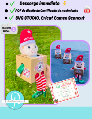Caja para elfs, delivery box, svg studio pdf, incluye el png de stickers y  certificado de adopcion, navidad, cricut cameo scan cut, archivo digital, descarga inmediata, christmas