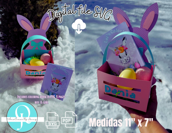 Easter Canasta SVG / Easter Treats box svg / coloring book incluido / Cricut / Studio Cameo / Scan Cut / PDF / PNG Descarga instantanea