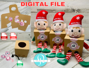 Caja ELF DELIVERY BOX / SVG / PDF certificado / STUDIO / DIGITAL FILE / INCLUYE PNG DE STICKERS / christmas
