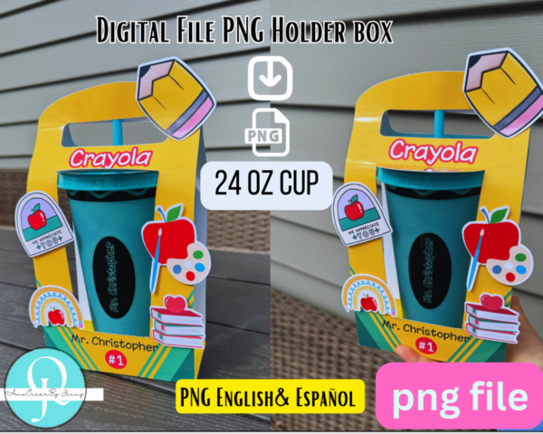 PNG Holder Cup Teachers / Vasos de 24 oz / Dia del Maestro / stickers decorativos / empaque de vasos