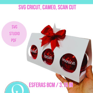 EMPAQUE 3 ESFERAS / SVG / PDF / STUDIO / CHRISTMAS / DIGITAL FILE