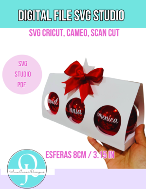 EMPAQUE 3 ESFERAS / SVG / PDF / STUDIO / CHRISTMAS / DIGITAL FILE