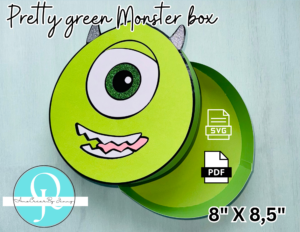 Pretty Green Monster Box / SVG / PDF / Cricut , Studio Cameo , Scan cut , Tijeras / Digital file / valentines / birthday / fathers day