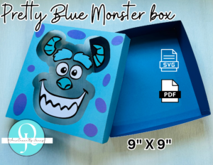 Pretty Blue Monster Box / SVG / Cricut / Studio / Scan cut / Tijeras / valentines / birthday / fathers day
