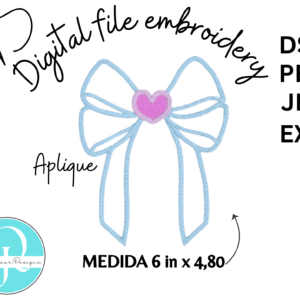 BOW APPLIQUE EMBROIDERY DESIGNS / DISEÑO DE BORDADO / 4 FORMATOS DST, PES, JEF, EXP / DIGITAL FILE