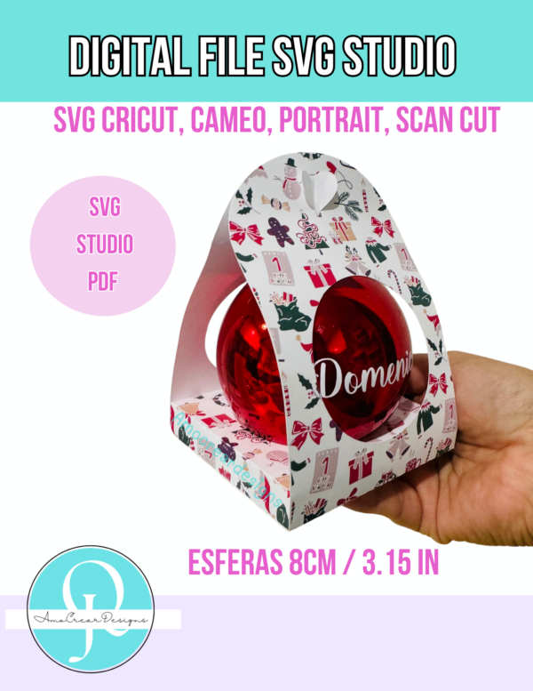 EMPAQUE PARA ESFERA CON BASE, SVG, STUDIO PDF, CRICUT, STUDIO, CAMEO PORTRAIT, DIGITAL FILE / CHRISTMAS
