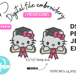 Gatita Graduacion / diseño de bordado / digital file / descarga instantanea / EMBROIDERY DESIGN