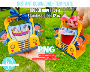Autobus Holder / Mug 11 oz Staninless 12 oz / teachers day / digital file /  PNG / PDF / Teachers Day