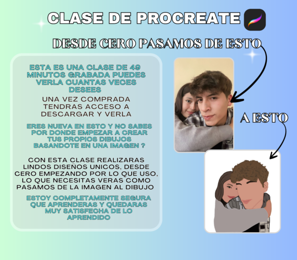 PROCREATE CLASE / APRENDE A USAR PROCREATE / COMO PASAR DE UNA FOTO A UN LINDO RECUERDO ILUSTRADO PERSONALIZADO / CLASE GRABADA