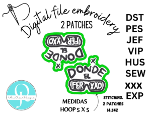 FER 2 PATCHES / EMBROIDERY DESIGN / 8 FORMATOS DIFERENTES / DIGITAL FILE / BORDADO