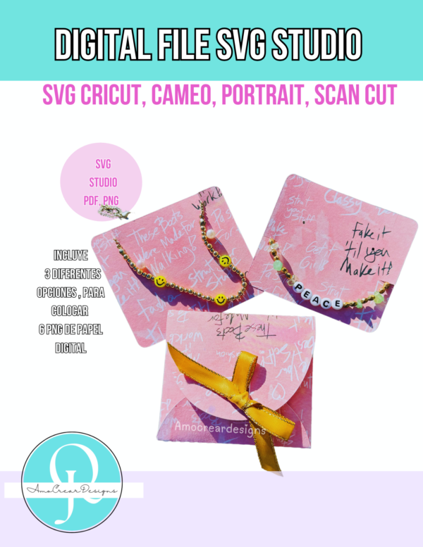 Empaque para JOYAS /PACKING / JEWELRY / SVG, STUDIO, PDF, 6 PNG DIGITAL PAPER, CRICUT, CAMEO, SCAN CUT, PORTRAIT / DIGITAL FILE / VALENTINES / CHRISTMAS