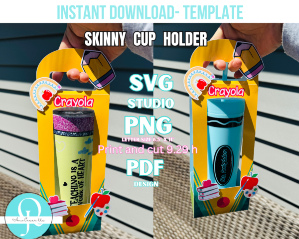 SKINNY CUP HOLDER / TEACHERS DAY HOLDER / TUMBLERS 20 OZ / VASO LARGO DE 16 OZ / svg  / studio