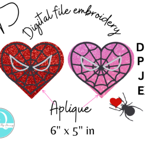 SPIDER APLIQUE DESING EMBROIDERY Pareja / FORMATOS DST, PES, JEF, EXP / DIGITAL FILE / VALENTINES /