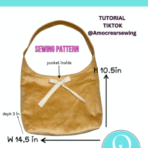BAG SEW PATTERN WITH POCKET /HOME PRINT / DIGITAL FILE / PDF DESING