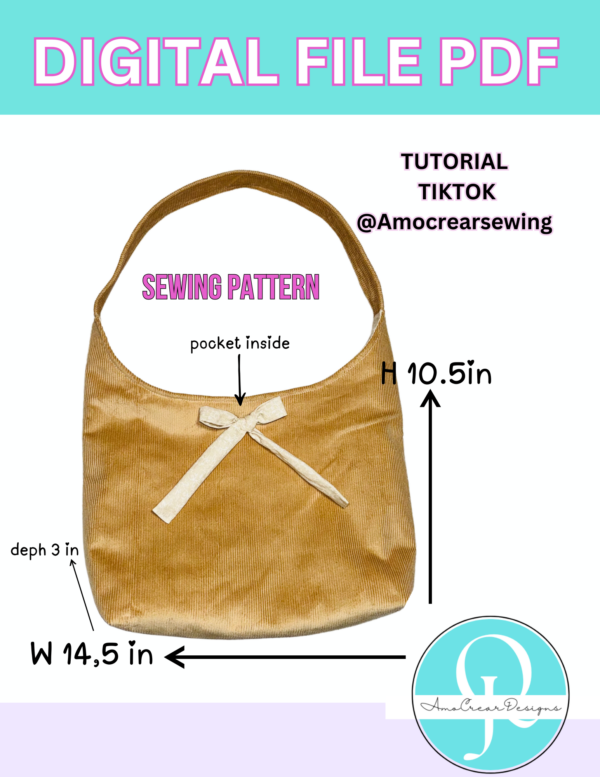 BAG SEW PATTERN WITH POCKET /HOME PRINT / DIGITAL FILE / PDF DESING