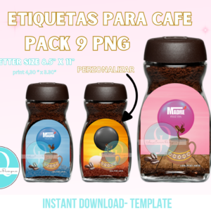 ETIQUETAS CAFE MOTHERS DAY / PACK 9 PNG / DE CAFE / DIGITAL FILE / pdf de los 3 colores listo para imprimir