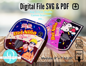 CAJA DUVALIN / SVG / PDF / DIGITAL FILE / 2 PNG Solo agregue el nombre y el dibujo de su preferencia / dia del niño /