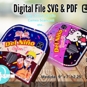 CAJA DUVALIN / SVG / PDF / DIGITAL FILE / 2 PNG Solo agregue el nombre y el dibujo de su preferencia / dia del niño /
