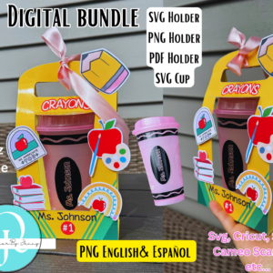 Paquete Teachers Day / Holder SVG / Holder PNG / Holder pdf / SVG CUP 16 oz envoltura Crayons / English / Español / digital file
