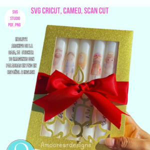 BOX CANDLES / CAJA PARA VELAS / SVG / STUDIO / PNG IMAGENES / PDF TIJERAS / INCLUYE 15 STICKERS EXTRA / DIGITAL FILE / CHRISTMAS