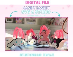 Candy Basket Gatita friends / paquete de 4 SVG, Studio, archivo de corte Cricut / Cameo / Scan cut digital file