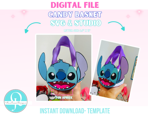 candy basket stitch Candy Basket / SVG / STUDIO / DIGITAL FILE / birthday / dulcero