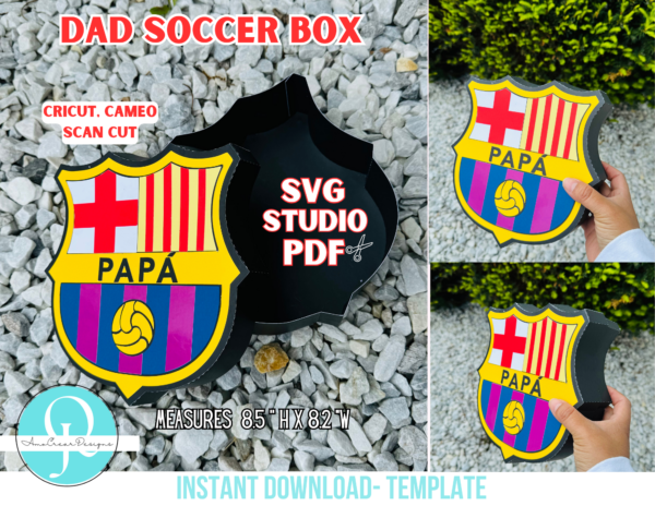 dad SOCCER 1 Dad Soccer Box / fathers day / SVG / STUDIO / PDF , ARCHIVO DE CORTE Cricut, Cameo , Scan cut etc