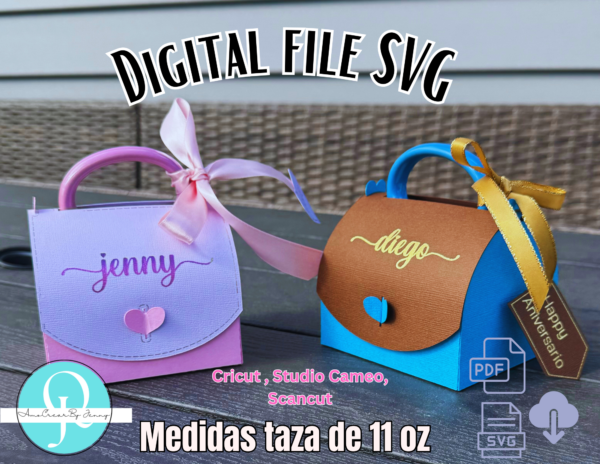 Caja Tesoro, Caja cartera, SVG / PDF / Taza 11 oz / Cricut / Studio / Scancut / valentines / birthday / mothers day / fathers day