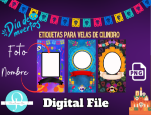 DIA DE MUERTOS ETIQUETAS PARA VELAS / PNG / FILE / pdf