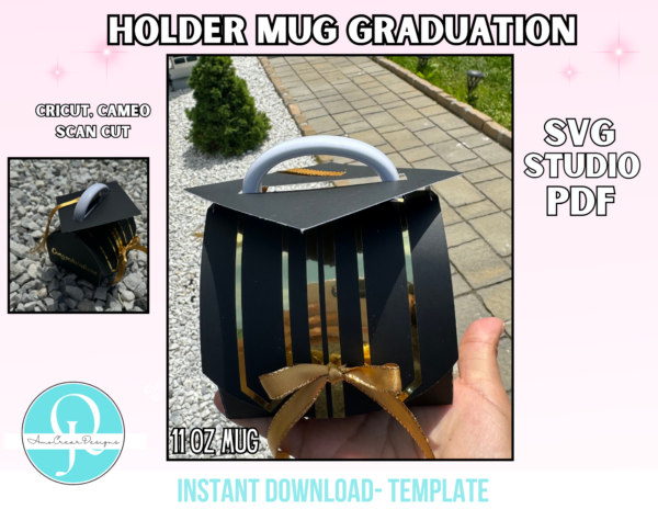 holder mug graduation1 Graduation Holder Mug 11 oz / Svg / Studio / Pdf / Archivo de corte / para Cricut, Cameo, Scancut / digital file /