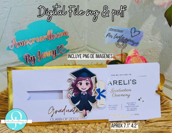 Invitacion Graduacion Temple SVG / PDF Cricut / Studio / Cameo / Scancut tijeras