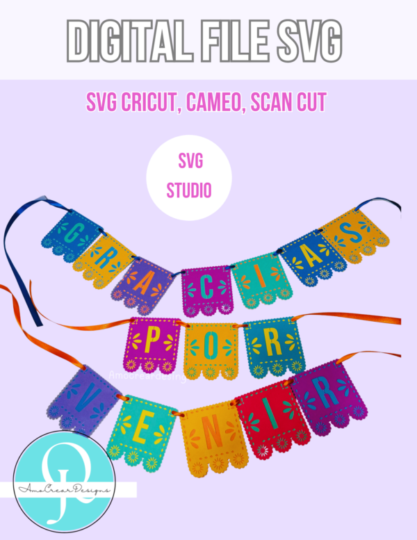 letrero dia de muertos GRACIAS POR VENIR / PAPEL PICADO / SVG / STUDIO / Cricut, Cameo, Scan cut / digital file / DIA DE MUERTOS