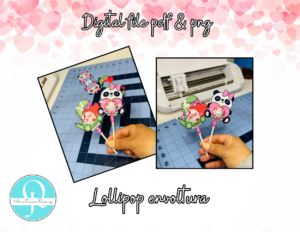 loliipop mokup Valentine lollipop Holder / Panda y Dinosaurio / PNG / PDF