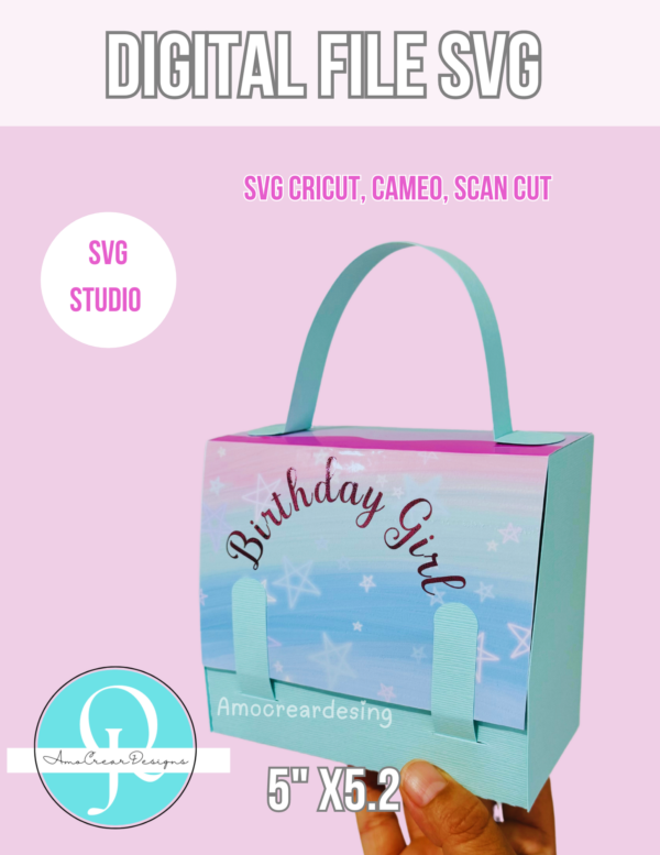 Birthday Bag / SVG / STUDIO / PDF / Cricut, Cameo, Scan cut Digital file / BIRTHDAY