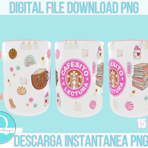 CAFESITO Y LECTURA PNG MUG 15 oz / digital file /