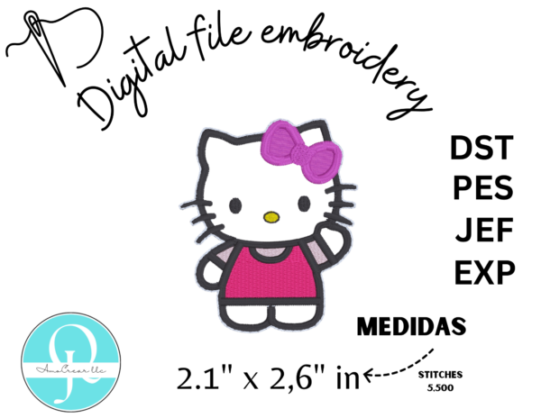 KITTY FELTIE & KEYCHAIN / EMBROIDERY DESIGNS / DISEÑO DE BORDADO / 4 FORMATOS DIFERENTES / PES / DST / EXP / JEF / DIGITAL FILE