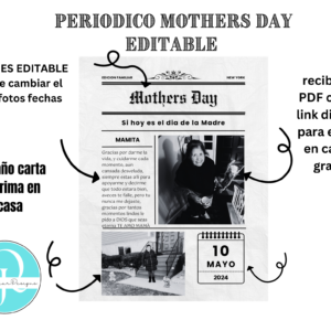 PERIODICO Mothers Day editable en canva gratis / digital file