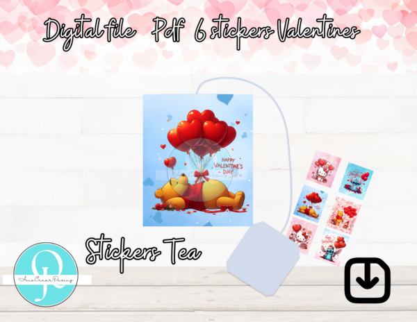 Stickers para Tea, en PDF 6 diseños listos para imprimir y cortar con tijeras