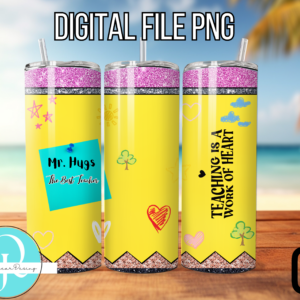 Envoltura digital png / Tumbler PENCIL teacher / PNG / Dia del maestro / tumbler 20 oz /