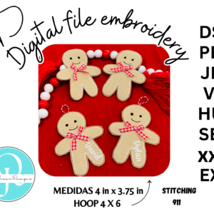 GINGER BRED MEN ORNAMENT / EMBROIDERY DESIGN / DIGITAL FILE / 8 FORMATOS / CHRISTMAS
