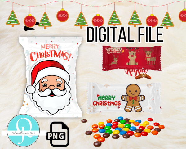 PACK CHRISTMAS ENVOLTURAS , PNG , 3 PNG / 3 pdf /PARA ENVOLVER GOLOSINAS EN NAVIDAD / DIGITAL FILE / kitkat / m&ms / chips bag