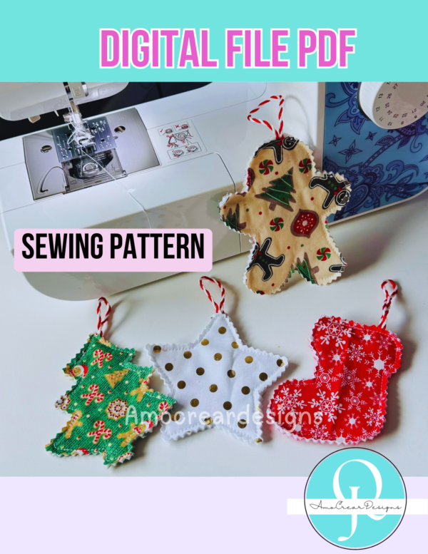 ORNAMENTS Christmas / 4 Ornamentos de Navidad / PDF / Digital file / SEW PATTERN