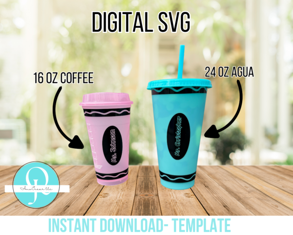 2 SVG De Lineas de crayones / Teachers / Maestros / Vasos  de 16 oz / Vasos  de 24 oz /digital / Cricut / Studio / Scan cut etc...