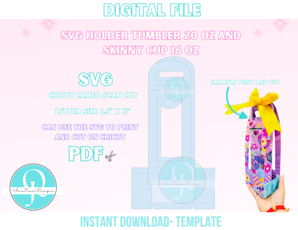 HOLDER Tumbler 20 oz y skinny cup 16 oz / digital svg file/ cricut/ cameo / scancut