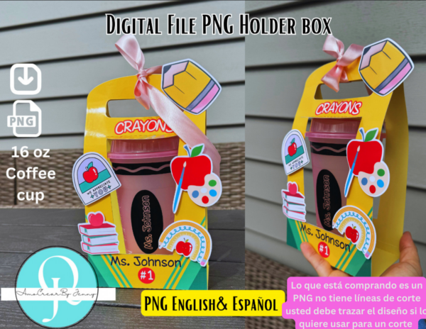 tajin mama mockup PNG Holder Cup Teachers/ maestros / English Crayons / Español Crayola / Stickers decorativos/ Para vaso de 16 oz