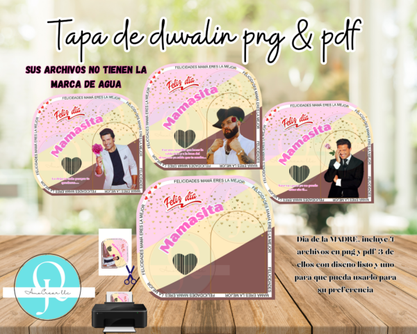 Duvalin Mamasita / Paquete de 4 tapas en PNG & PDF listo para imprimir  / Mothers  Day / digital file