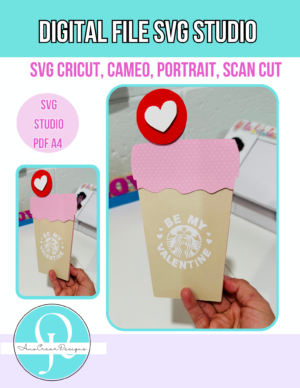 VALENTINES STARBUCKS HOLDER / SVG / PDF / STUDIO / CRICUT / CAMEO / SCANCUT /DIGITAL FILE